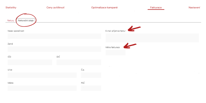 Faktury - fakturační údaje CZ