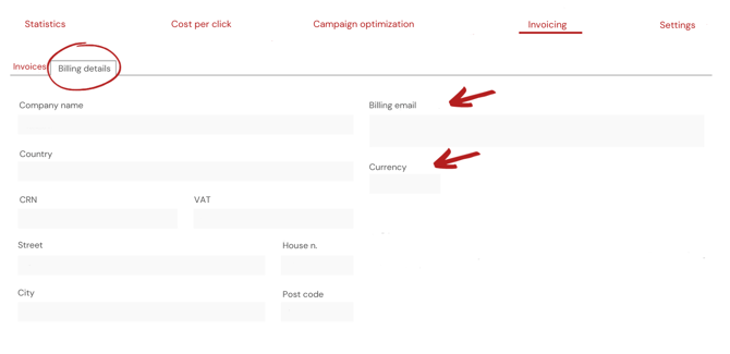 Invoicing - Billing details Eng.